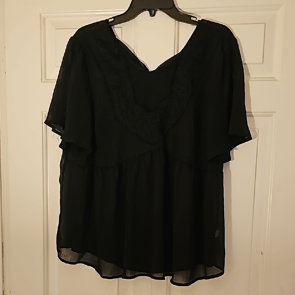 Torrid Sheer Size O Elegant Black Women's Top